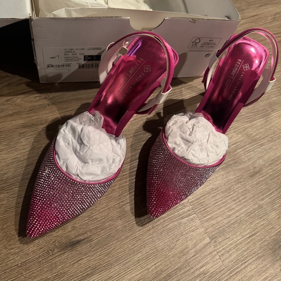 Call It Spring Pink Rhinestone Slingback Heels - Picture 2 of 6